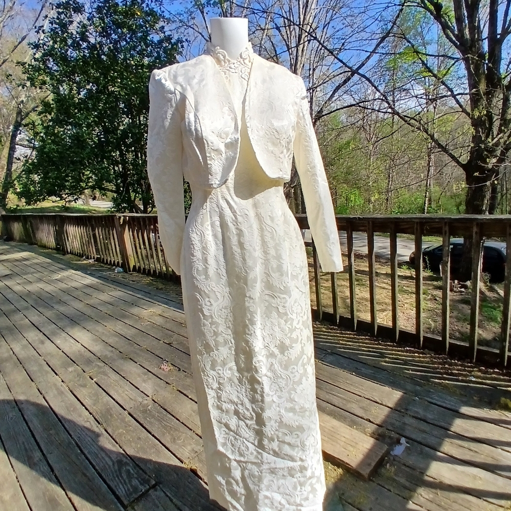 Vintage jessica mcclintock cream formal dress